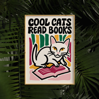 Cool Cats Reading Poster Print