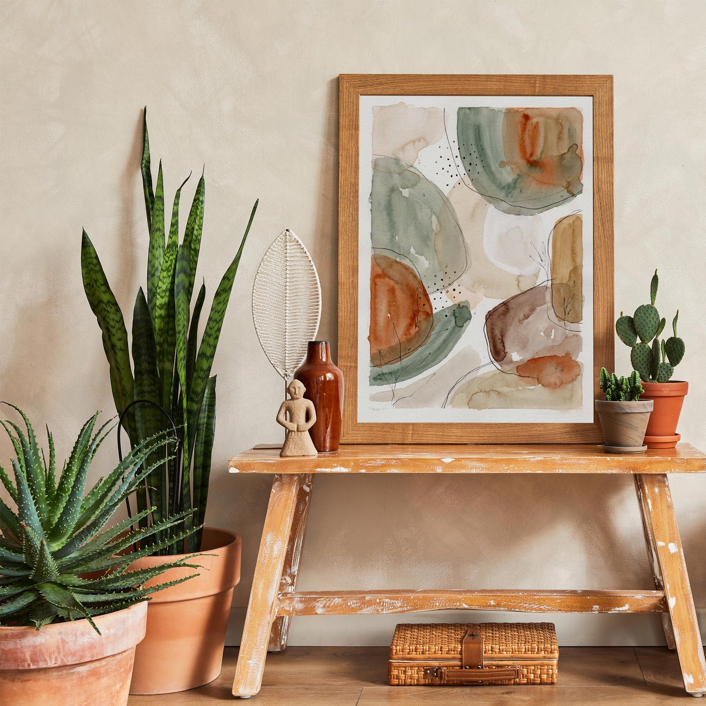 Earthy Tones Watercolor Painted Wall Art Print