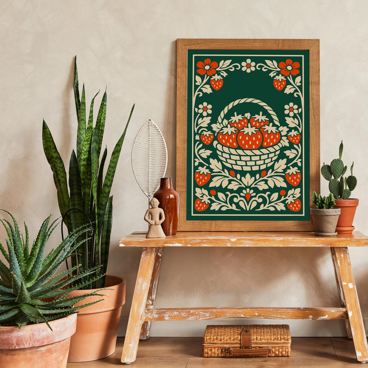 Strawberry Farmhouse Kitchen Art Poster