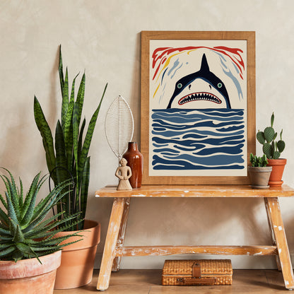 Anxious Shark Quirky Art Print