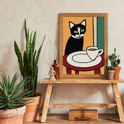 Coffee Cat Barista Wall Art Print