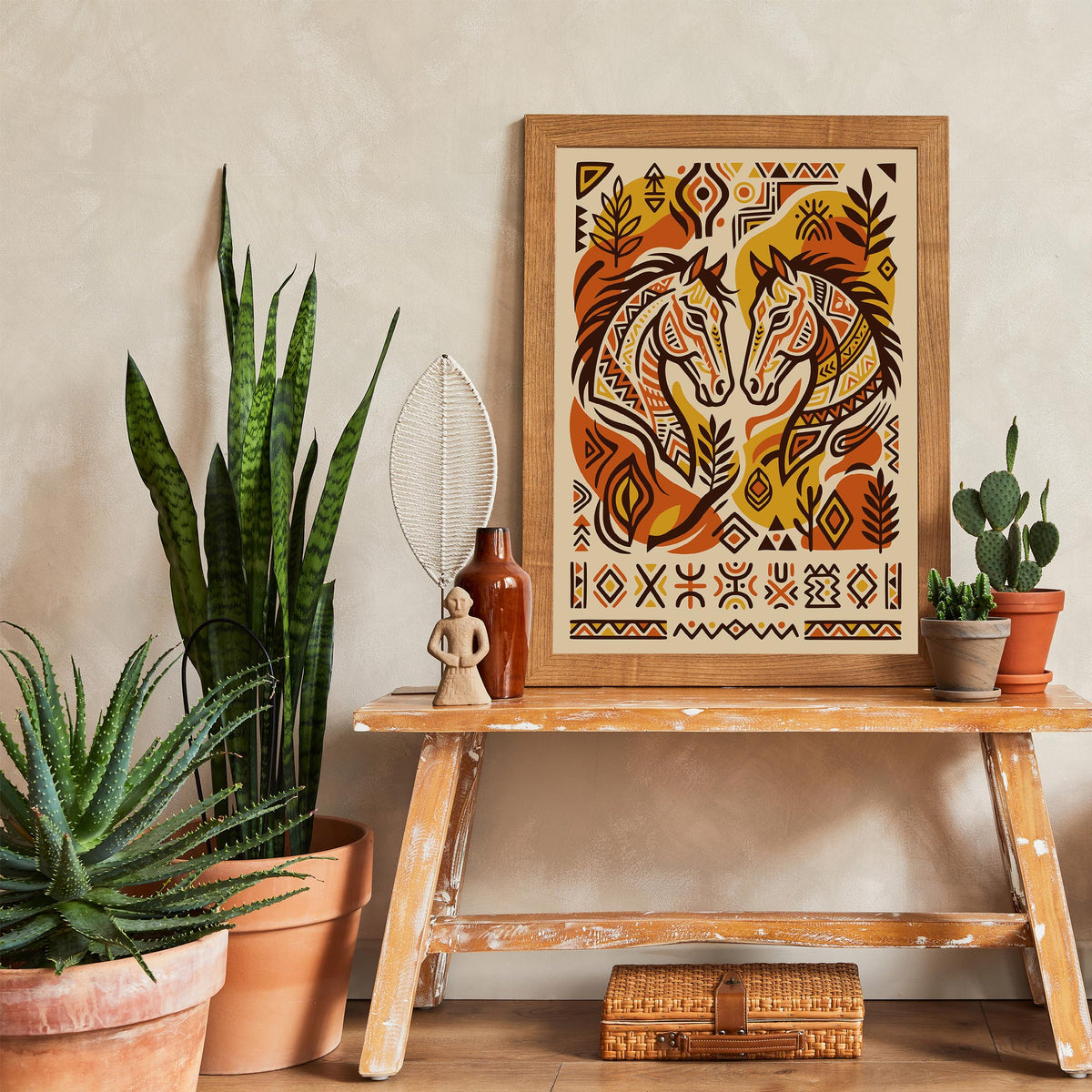 Afrohemian Horse Portrait Art Poster