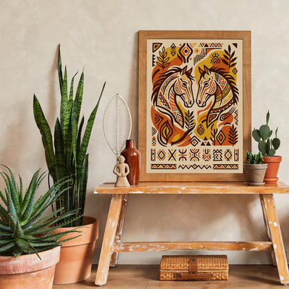 Afrohemian Horse Portrait Art Poster