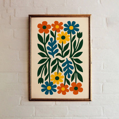 Retro Flowers in Matisse Style Poster