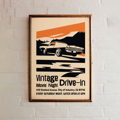 Vintage Drive-in Movie Night Poster