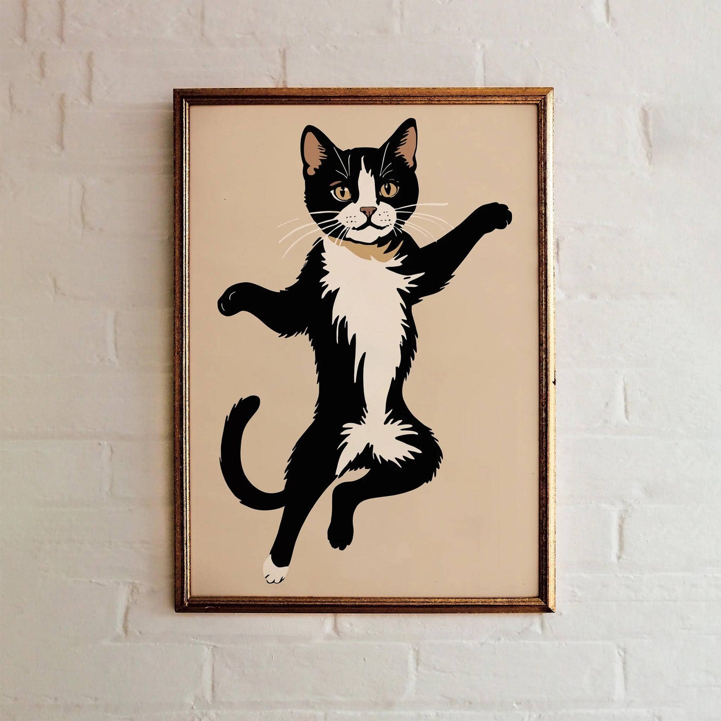 Cute Dancing Cat Wall Art Print