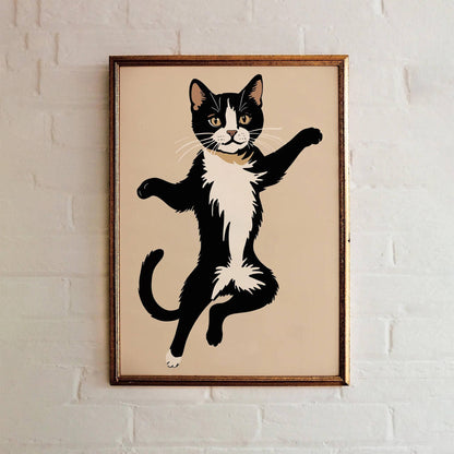 Cute Dancing Cat Wall Art Print