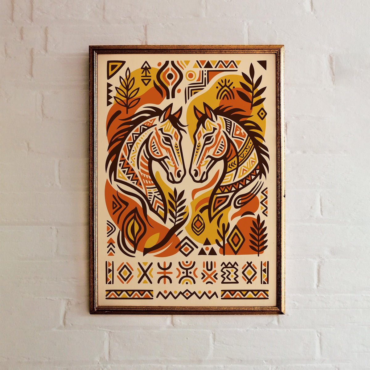 Afrohemian Horse Portrait Art Poster