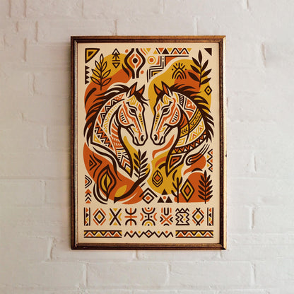 Afrohemian Horse Portrait Art Poster