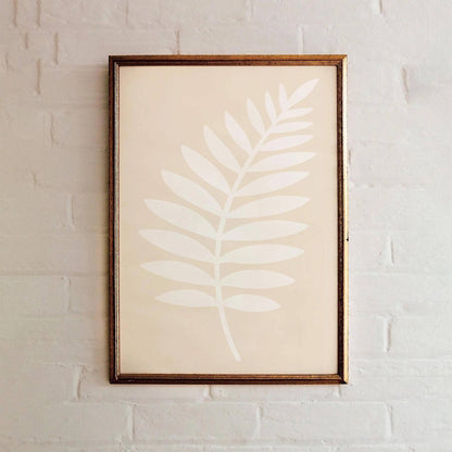 Japandi Fern Leaf Poster – White Minimal Wall Decor
