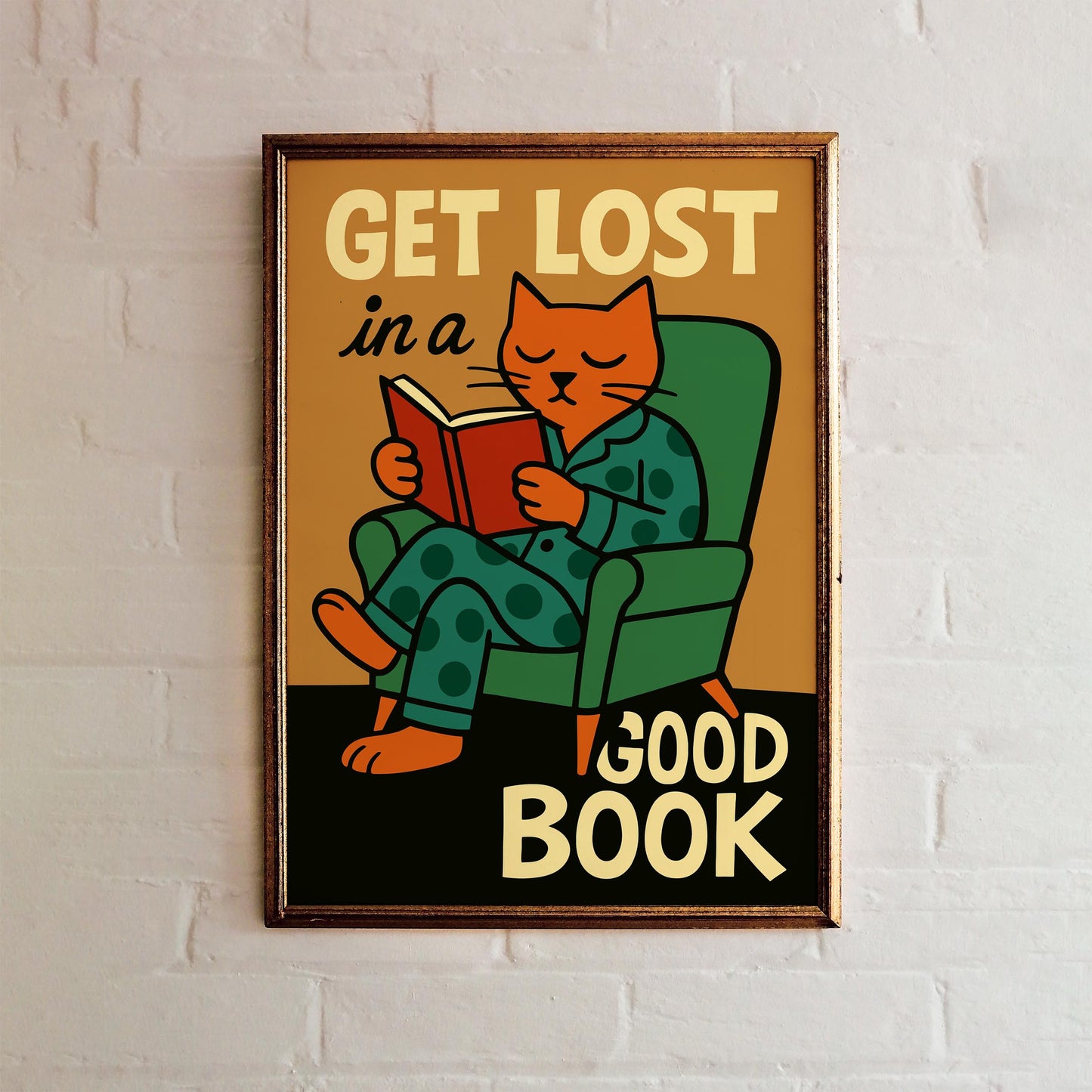 Good Book Reading Cat Print