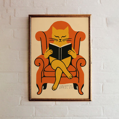 Reading Cat Wall Art