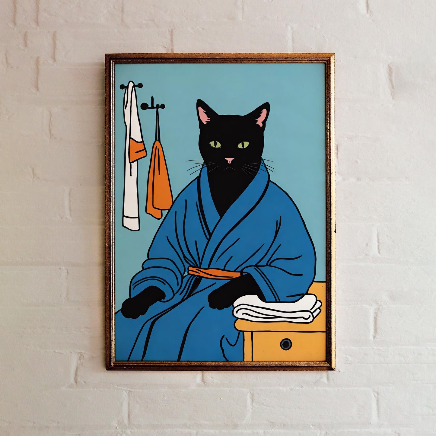 Bathroom Cat Wall Art Print