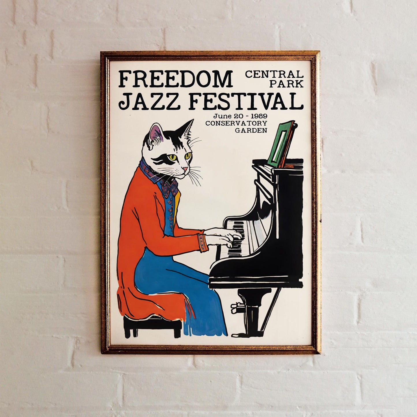 Freedom Jazz Festival Poster – Cat Pianist in Central Park