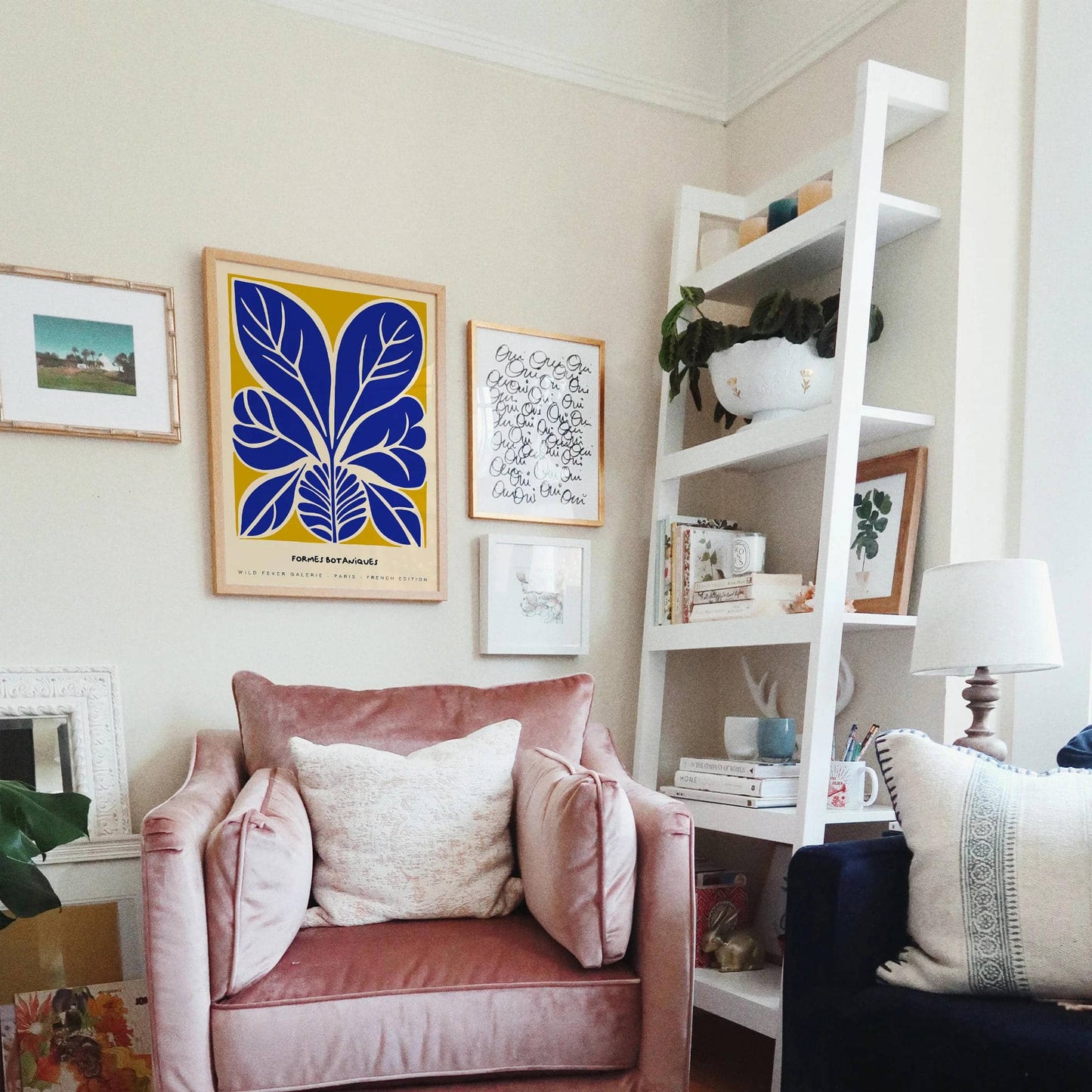 Blue French Botanical Art Poster