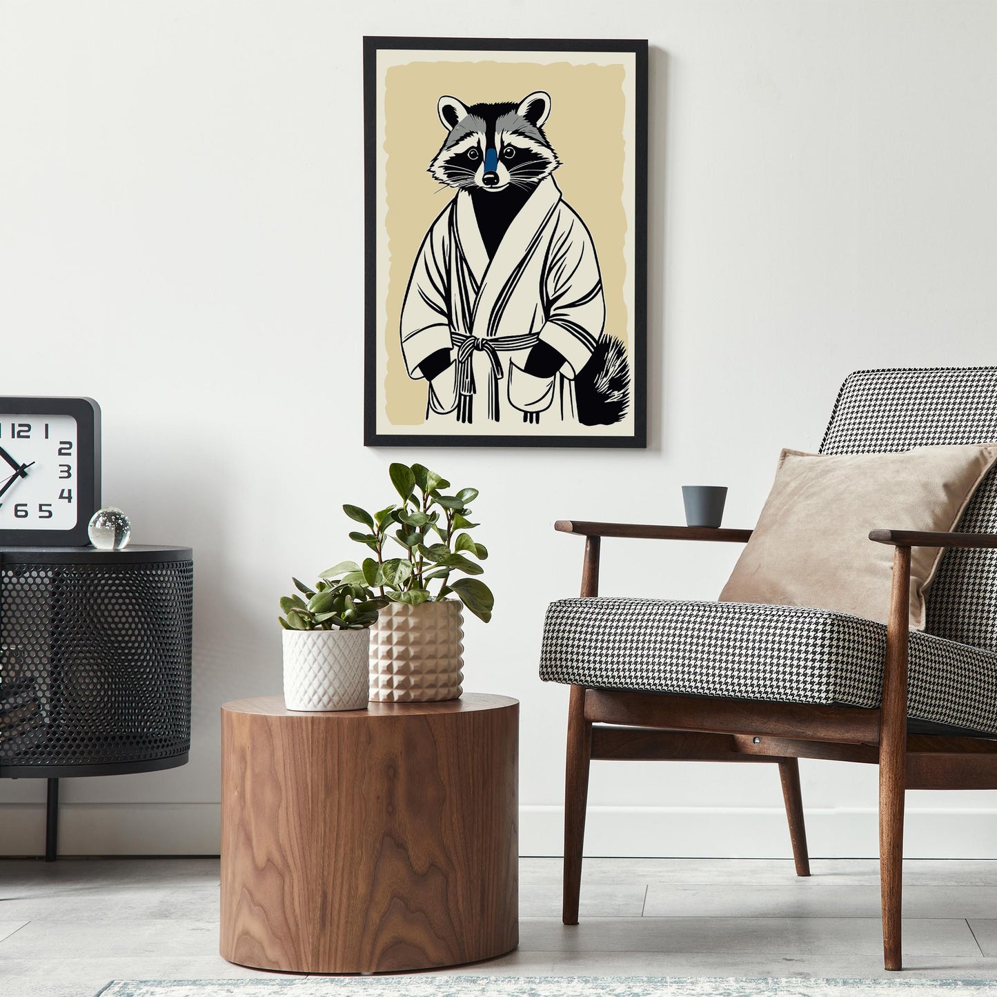 Raccoon Bathrobe Wall Art Print