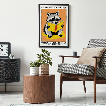 National Library Week Raccoon Poster