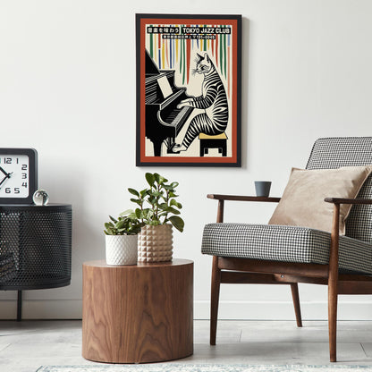 Tokyo Jazz Club Piano Cat Poster Print
