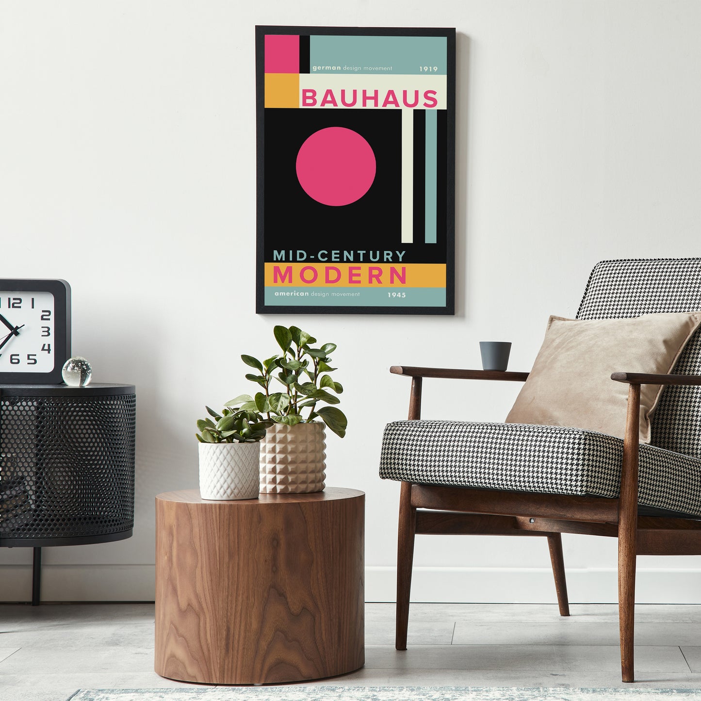 Bauhaus Modern Geometric Pink Art Print