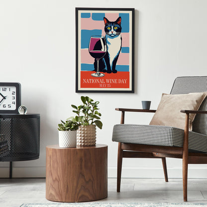 Wine Cat Celebration Poster