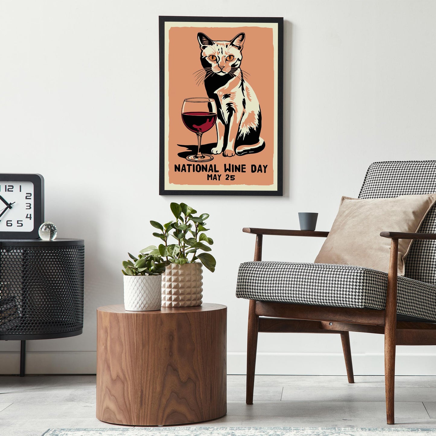 National Wine Day Cat Print