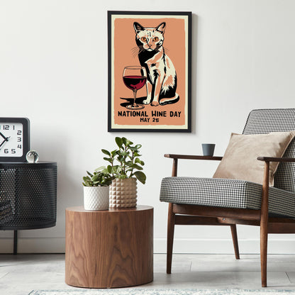 National Wine Day Cat Print