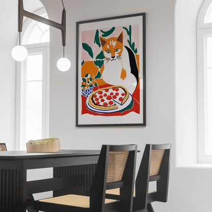 Cat Pizza Wall Art Print