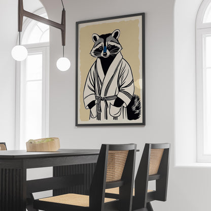Raccoon Bathrobe Wall Art Print