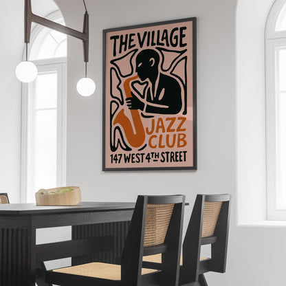 The Village Jazz Club Vintage Poster