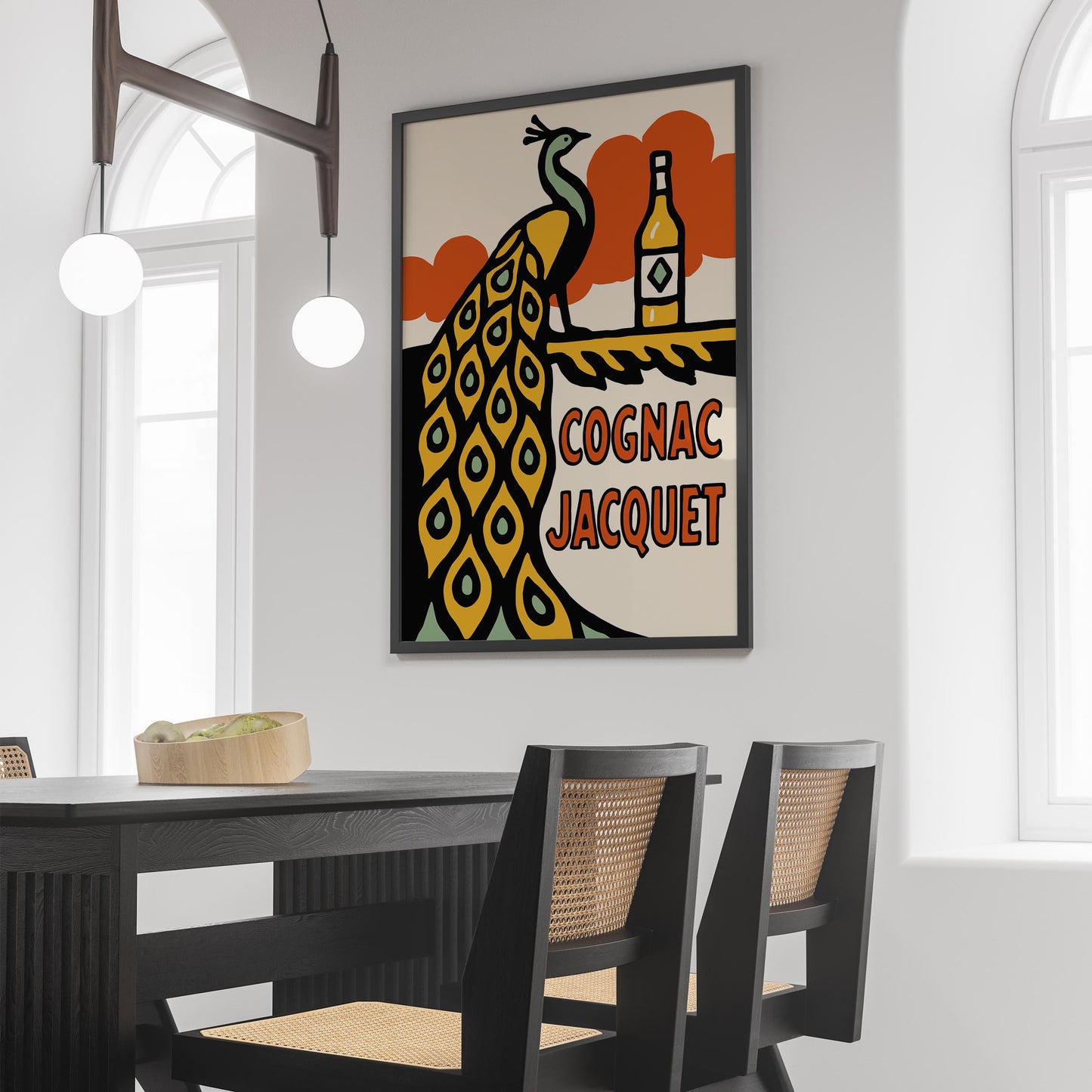 Cognac Peacock Art Poster