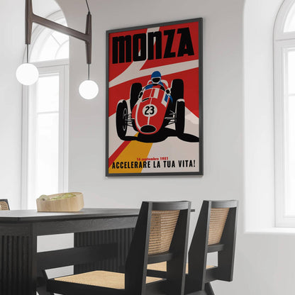 Monza Racetrack Vintage Car Guy Poster