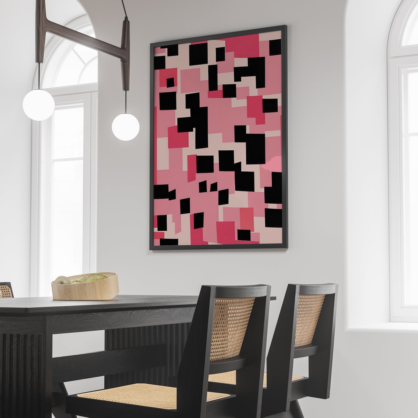 Pink and Black Colorblocks Art Print