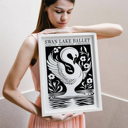 Swan Lake Ballet Retro Poster
