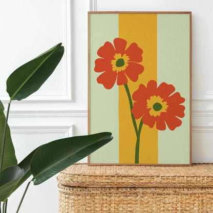 Lime Cream Flowers Art Print