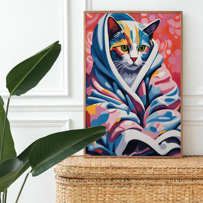 Cozy Cat Bathrobe Poster