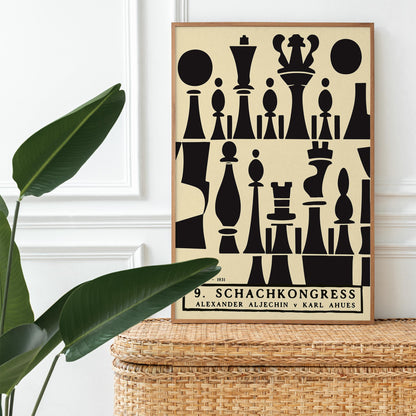 Vintage Chess Congress Poster Print
