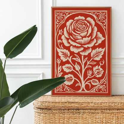 Red Rose Vintage Poster