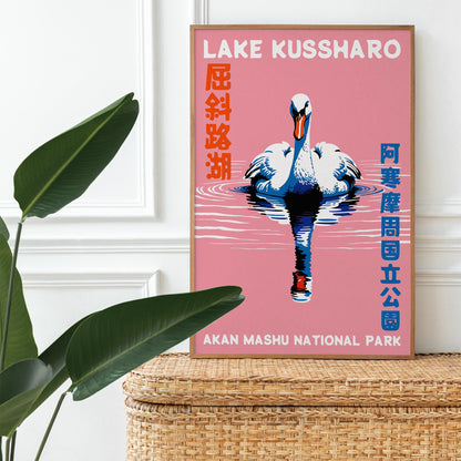 Lake Kussharo Swan Travel Poster