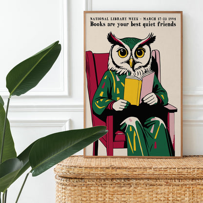 National Library Week Owl Wall Art Study
