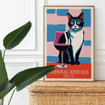 Wine Cat Celebration Poster