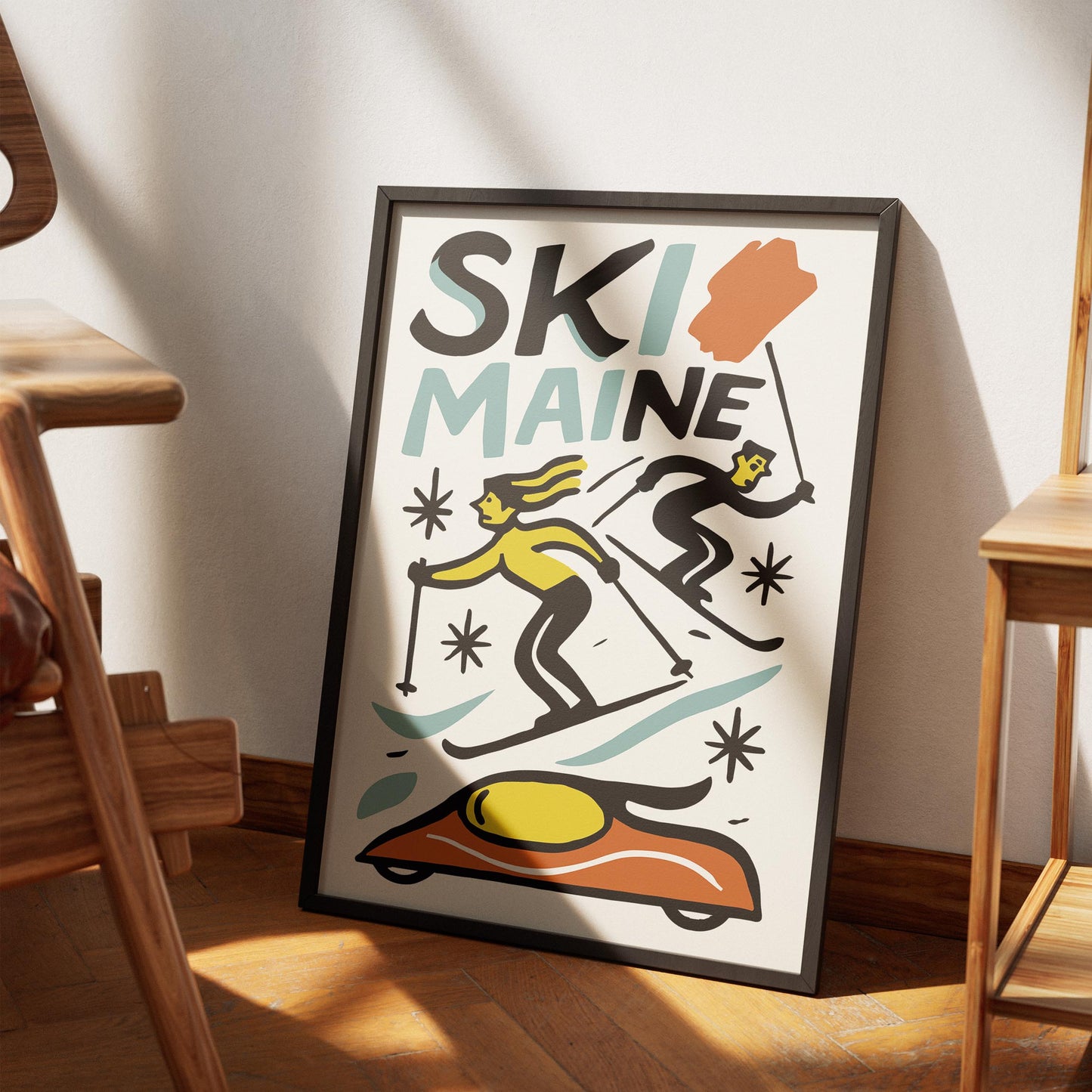 Ski Maine Retro Poster