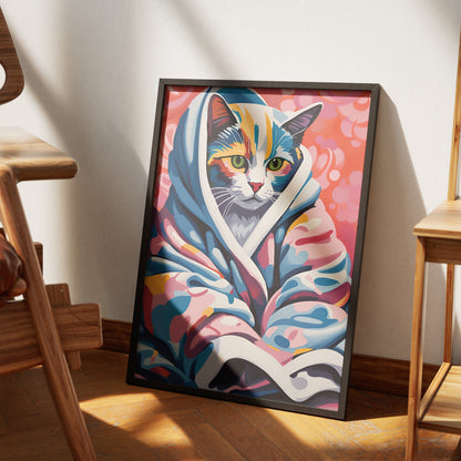 Cozy Cat Bathrobe Poster