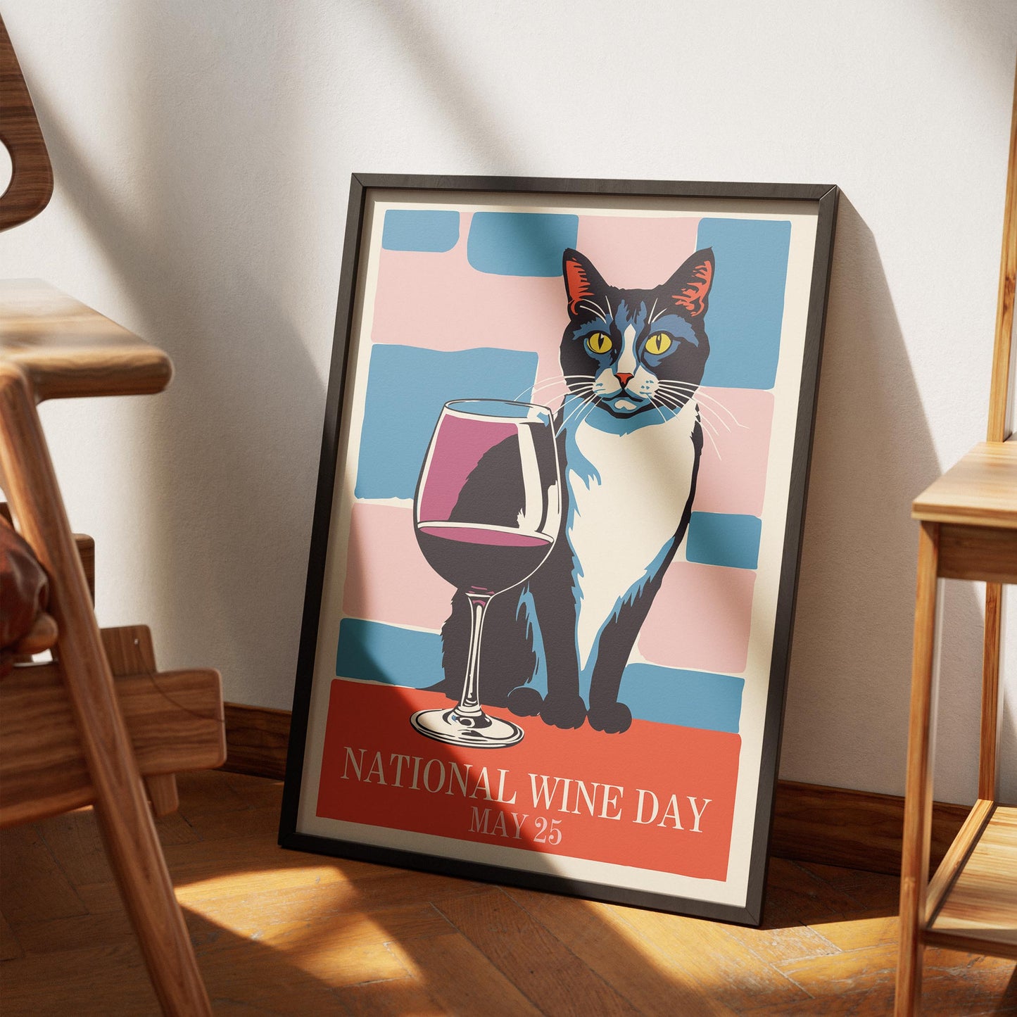Wine Cat Celebration Poster