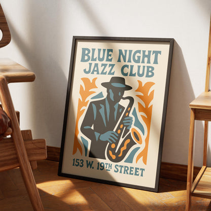 Blue Night Jazz Club Poster Print
