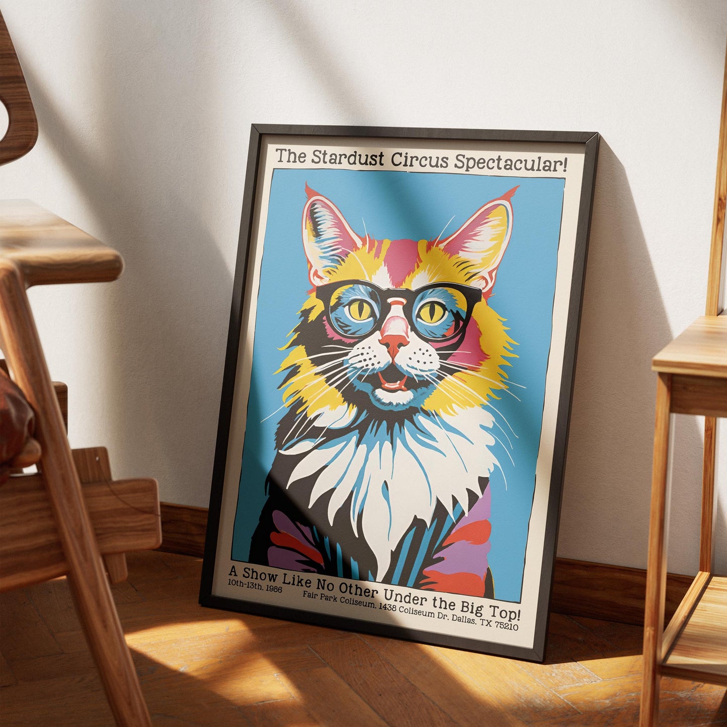 Dallas 1986 Stardust Circus Cat Retro Poster
