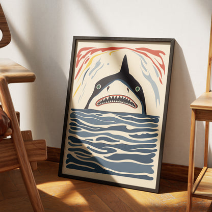 Anxious Shark Quirky Art Print