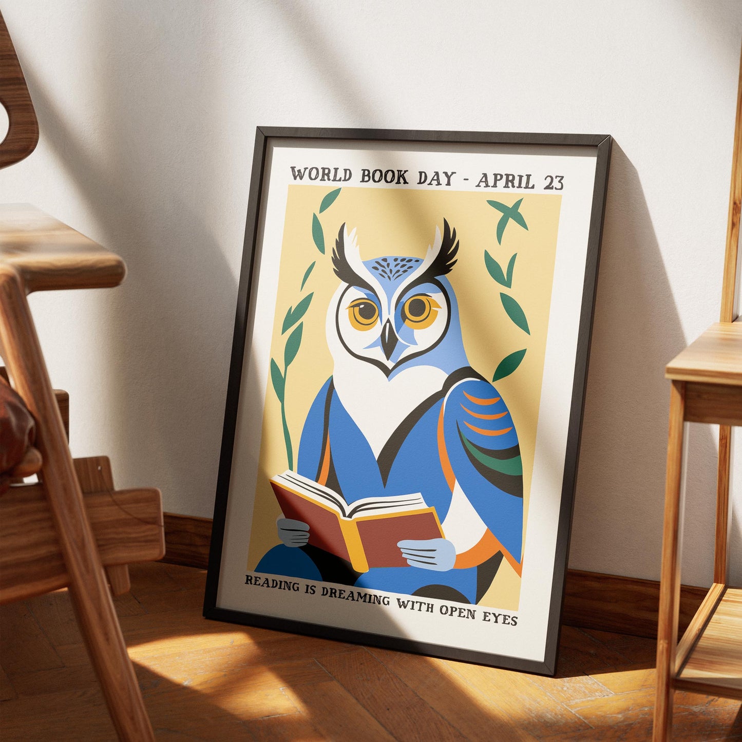 World Book Day Reading Owl Poster Print