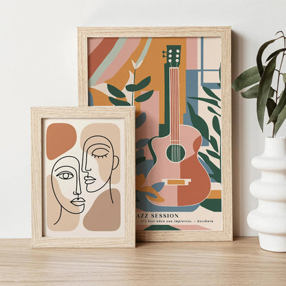 Line Art Couple Print – Minimal Wall Decor