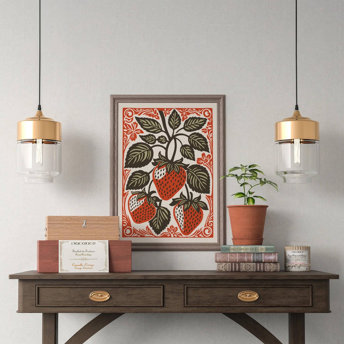 Rustic Strawberries Vintage Kitchen Art Print