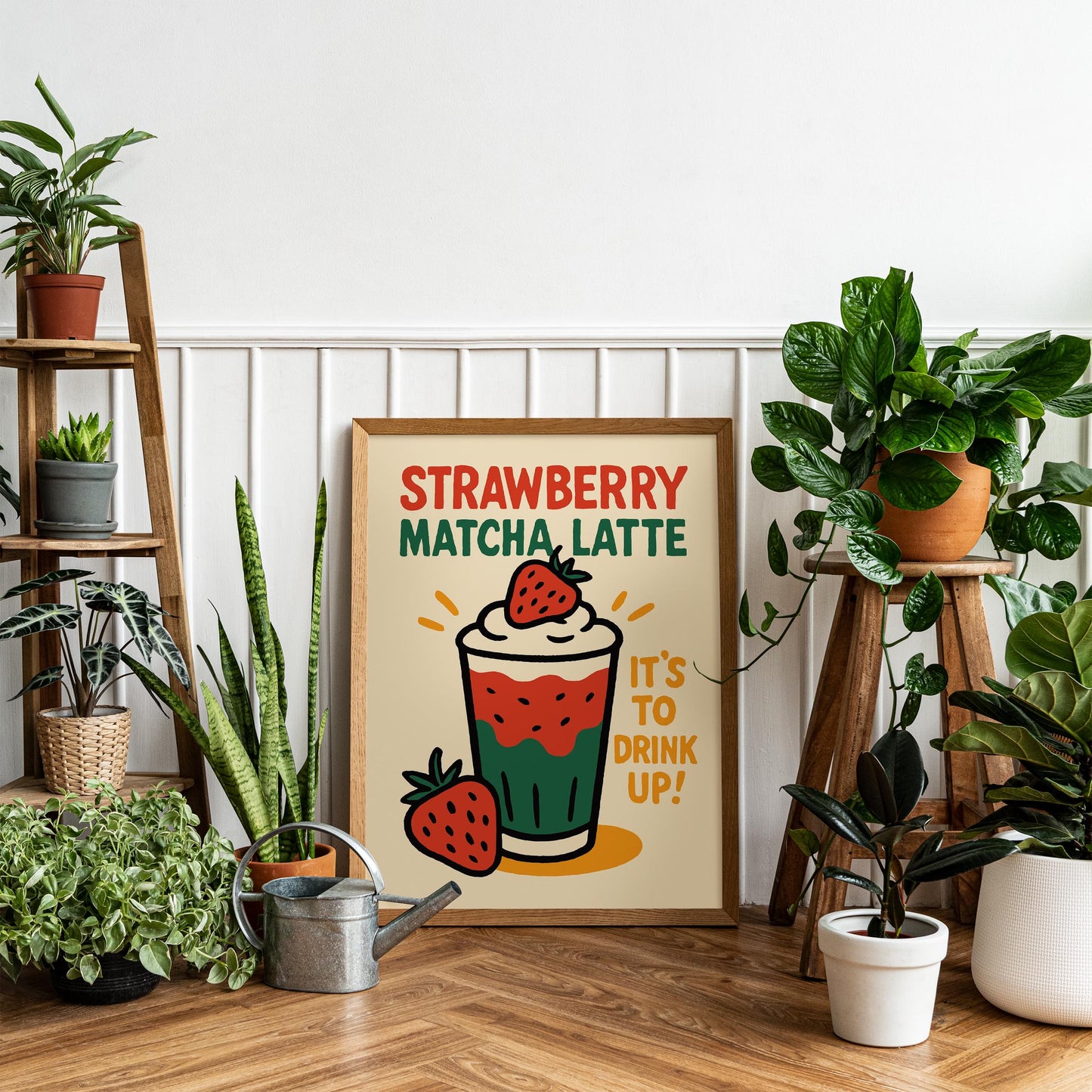 Strawberry Matcha Drink Wall Art